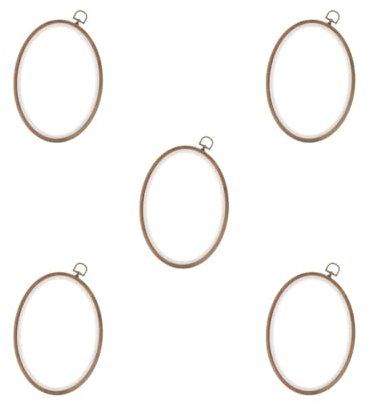 5 Set Stickrahmen aus Kunstharz, oval, zum Aufhängen, Kreuzstichrahmen, 18 x 25 cm