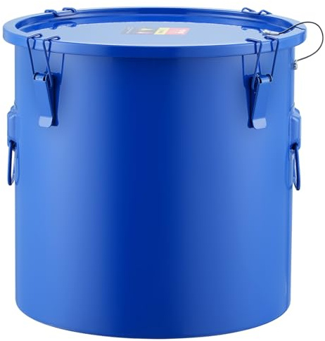 VEVOR Fryer Grease Bucket, 10 Gal Oil Disposal Caddy Carbon Steel Fryer Oil Bucket with Rust-Proof Coating, Oil Transport Container with Lid, Lock Clips, Filter Bag for Hot Cooking Oil Filtering