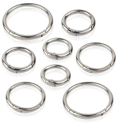 TOAOB 8 Piezas Mosquetones Redondos 25 a 60 mm Llavero Gancho de Resorte de Zinc Tono Plateado Anillo de Mosquetón para Manualidades y Accesorios de Bolsos