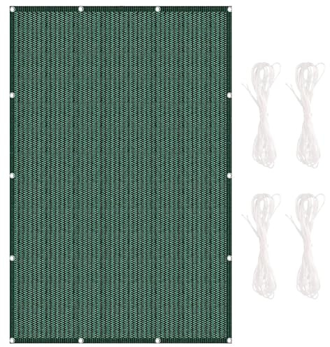 Tenda a Vela Vela Ombreggiante 4 x 6 m Hdpe, Permeabile All'Aria e All'Acqua Tenda da Sole per Esterni con Occhielli Tenda a Vela per Carport Piscine, Verde Scuro