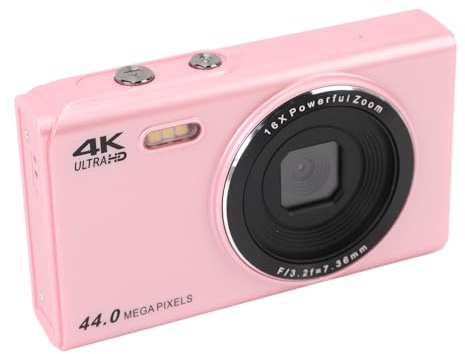 Fotocamera Digitale 4K per Fotografia, Fotocamera per da 44 MP con Schermo da 2,4 Pollici, Fotocamera da Viaggio con Zoom 16X, Anti-vibrazione, Scatto Continuo ()