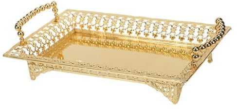 COLLBATH Plateau à Snacks Doré Plat De Service Décoratif Pour Fruits Bonbons Et Casse-croûte Pour Dîners Et Fêtes à Domicile Compacte