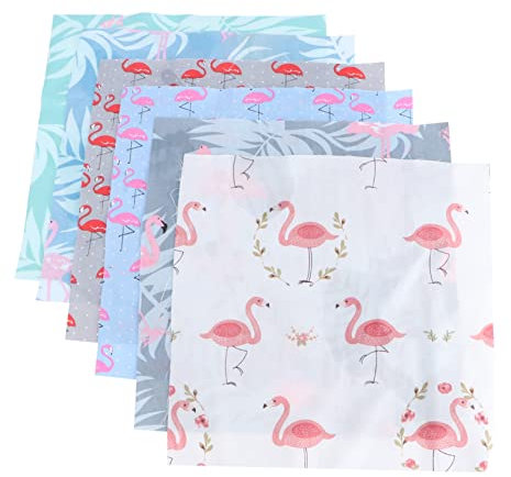 SEWOART 12 Stück Patchwork-tücher Mit Flamingo-druck Dekorative Tücher Mit Hawaii-motiven Diy-zubehör Für Party-dekoration
