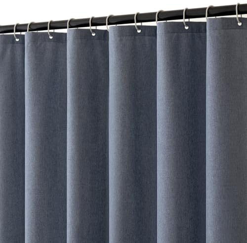 MIULEE Duschvorhang Leinen Texturiert 120 x 200 cm Blau Anti Schimmel | Schwerer Hotel Luxus Polyester Wasserdicht Duschvorhänge,Shower Curtain Waschbar Stoff Badvorhang für Badezimmer mit 8 Ringe