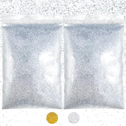 100g Glitzer Zum Basteln Gold Silber,Glitzerpulver Pailletten,Glitzerpulver Zum Basteln,Glitter Pulver,Glitzer Basteln,Glitzerpuder,für Nägel Gesicht Kunst Handwerk Nagelkunst (Silber)