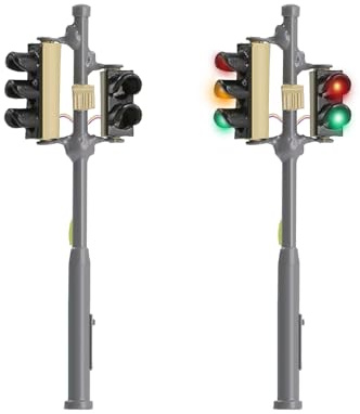 Evemodel 2 pezzi pista H0 1:87 modello sinistro semaforo stradale pedonale e LED lampada veicolo