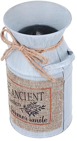 PRETYZOOM Retro Style Iron Bucket Planter Milk Can Vase Artificial Flower Decorations