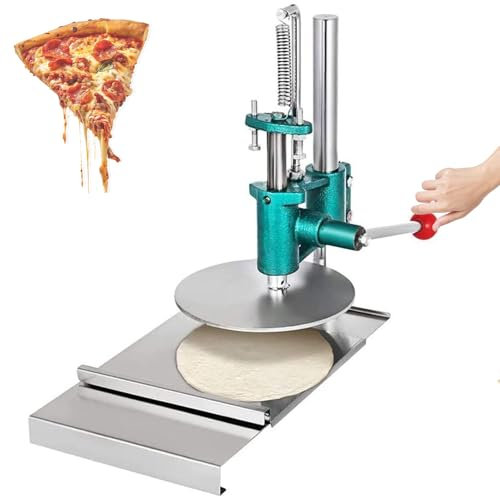 QUTBAG Pizza Dough Press Machine, Commercial Stainless Steel Pizza Forming Machine with Pull-Out Tray, Angle Adjustable, for Pizza, Tortilla, Pastry Large_20cm