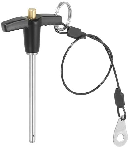 PATIKIL Pinze Blocco a Maniglia a T 3/16 x 2,36 (5 x 60mm), Perno a Sgancio Rapido, Perni Posizionamento Sicurezza Acciaio Inossidabile 304 con Pulsante, Cavo con Cordino da 25 Cm