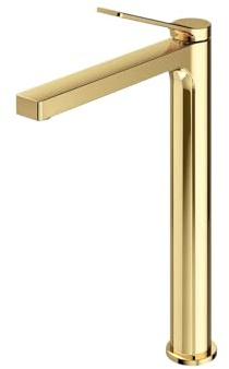 EMKE Badarmatur Champagner-Gold mit Belüfter, Waschtischmischer aus massivem Messing, Keramikkartusche, einfache Installation, wassersparend, 335 x 233 x 46 mm