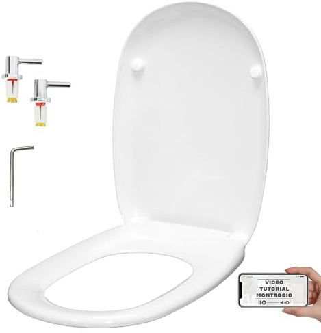 Copriwater per POZZI GINORI EASY / EASY02, Termoindurente, Bianco, Ideal standard, Sedile WC, ALTA QUALITA' - Tavoletta WC MADE IN ITALY (Classica)