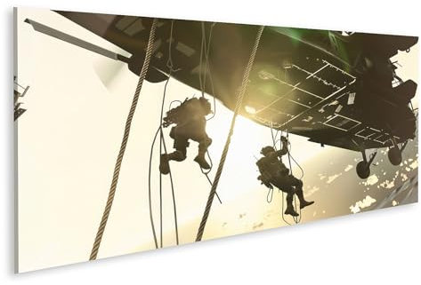 islandburner Prime Bild auf Leinwand Militäreinsatz mit Hubschrauber und Soldaten für Wohnzimmer Militär- Militärgeschäft Bilder Wandbilder Poster