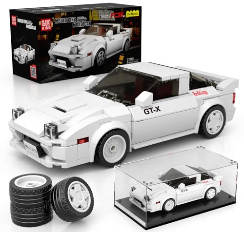 Mould King 27015 Technik Sportwagen Bausteinsets mit Acryl Vitrine Modellautos zum Sammeln, Geschenke für Kinder ab 8+ Jahren/Erwachsene Sammler Enthusiasten, (369 Teile)