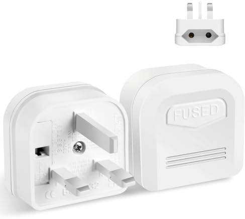 European to UK Plug Adapter,QRUIHC 2 Pin EU to 3 Pin UK Travel Plug Adaptor with 13A Fuse,Type C European Euro to UK Converter Plug Socket Adapter,White