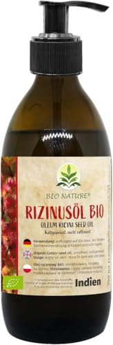 BioNatur BIO-Rizinusöl in einer 250 ml. Glasflasche – 100% rein, kaltgepresst, unraffiniert und ohne Hexan
