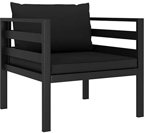 Snsowed Einzelsofa mit Kissen, Lounge Sofa Outdoor, Garten Loungemöbel, Gartensofa, Gartenlounge, Balkon Set Möbel, Aluminium Anthrazit