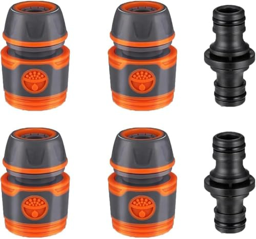 4 Stück Schlauch Kupplungs Satz, Schlauchverbinder 13 mm | mit 2 Stück Kupplungs, Schlauchkupplung zur Schlauchverlängerung, Schlauchanschluss 1/2 Zoll