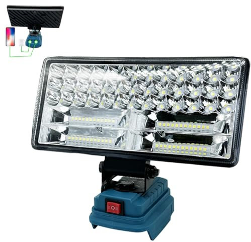 Akku Lampe für Makita 18V Akku, 90W 5400LM Led Arbeitsleuchte, Strahler Tragbares Flutlichter Baustellen Lampe,mit 2 USB für Camping, Autoreparaturen（Ohne Akku）
