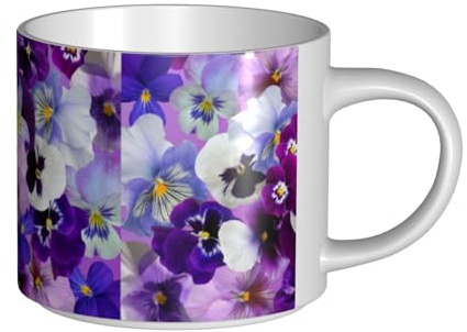 YWSOTRE Graphic Pansy Easter Spring Flowers, Large-Capacity Ceramics Mug Tea Cup Coffee Mugs Ceramic Cup 450 ml