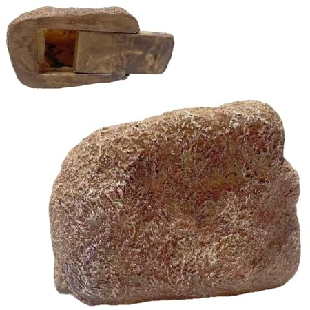Keyubria Portachiavi Finto Sasso - Chiave di Scorta Esterno Impermeabile Finto Lucchetto Roccia | Custodia per Esterni Cortile Giardino Garage Portico Angoli Casa