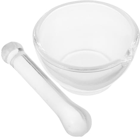 Garneck Mortero de Vidrio con Mano para Moler Pastillas y Químicos Tazón de Molienda Doméstico Seguro y Versátil para Medicina y Polvo Utensilio Experimental Fácil de Usar