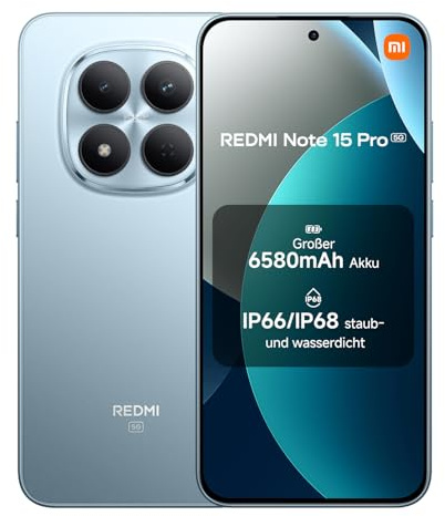 XIAOMI REDMI Note 15 Pro 5G - Smartphone de 12+512GB, Pantalla de 6,83 1.5K AMOLED, MediaTek Dimensity 7400-Ultra, cámara de 200MP, 6580 mAh, Cargador no Incluido, Azul Glaciar (Versión ES)