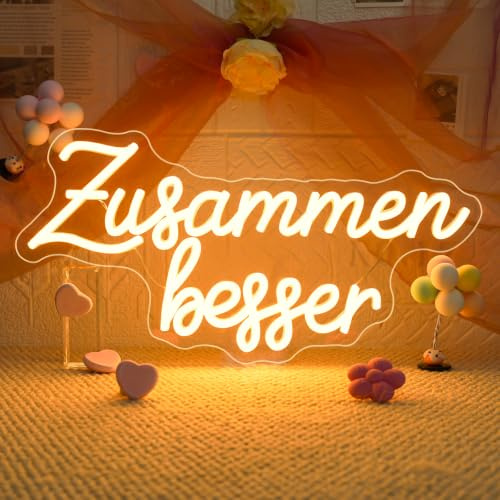 VYXIN Zusammen Besser Neon Schild Better Together Led Schild Warmweiß Led Schriftzug Leuchtschild Anwendbar für die Dekoration von Orten wie Hochzeit, Party, Verlobung, Heiratsantrag, Zimmer