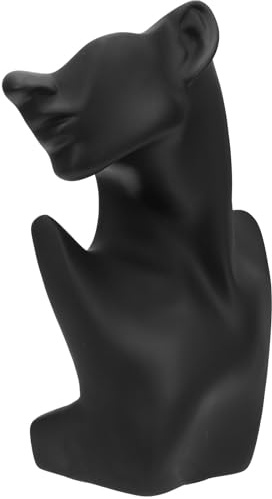 LIFKOME Expositor de Collares y Pendientes Medio Rostro Negro, Busto de Plástico para Exhibición de Joyas, Soporte Organizador para Accesorios en Tiendas y Tocadores, Modelo Maniquí