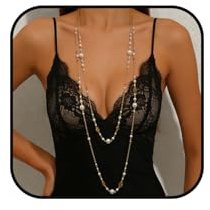 VOOSFSIE Lange Goldene Perlenkette für Damen, Mehrschichtige Perlenkette, Kette Modeschmuck Kett Lang Vintage Schmuck, Elegant Damenbekleidung Zubehör, Geburtstag Geschenke für Frauen