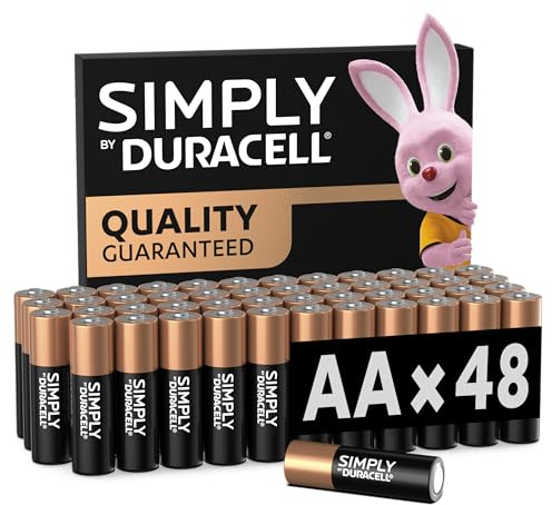 DURACELL Simply AA Batteries (48 Pack) - Alkaline Double A Battery 1.5V - Quality Guaranteed - Everyday Device - Plastic-Free Packaging