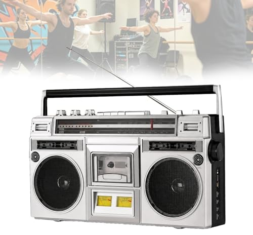 Vhewq Reproductor De CD Retro Estilo Años 80, Radiocasete Retro con Bluetooth, Compatible con Entrada SD/USB, Radio FM Y Dab+, Función De Transcripción, Ideal para Reuniones Familiares Y Viajes