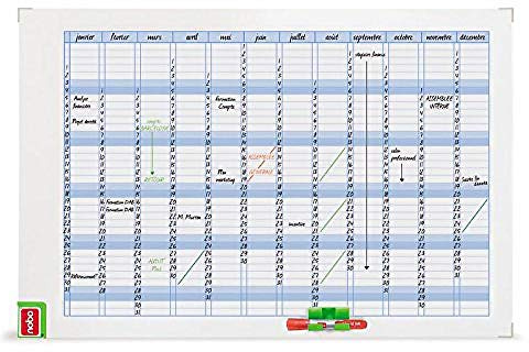 Nobo Performance 3048001 Planungstafel (Jahresplanungsraster, magnetisch/beschreibbar, 900 x 600 mm)