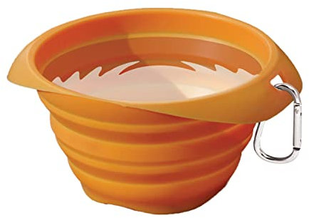 Kurgo Collaps-A-Bowl - Cuenco de Viaje Plegable para Perros, Cuenco para Agua y Comida, Accesor de Viaje para Mascotas - 0,7 L, Naranja