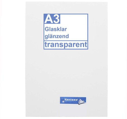 Klebefolie 40 x DIN A3 transparent glänzend, klar - Glasklar - Druckerfolie, klebend, zum bedrucken, Wetterfest, Wasserfest für Laserdrucker, Outdoor