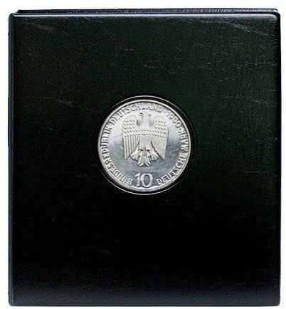 SAFE Münzen Sammelalbum Premium für 10-DM-Gedenkmünzen | Komplettes 10-DM-Münzalbum mit 5 Münzblättern, Einschubstreifen, farbigen Vordrucken und erweiterbarer 4-Ring-Mechanik