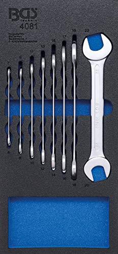 BGS 4081 | Werkstattwageneinlage 1/3 | Doppel-Maulschlüssel-Satz | SW 6 - 22 mm | 8-tlg.