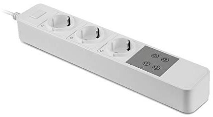 Regleta de 3 enchufes WiFi, color blanco con interruptor