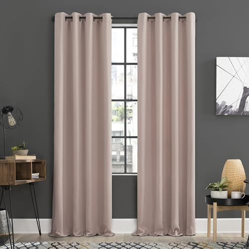 Sun Zero Soho 2-pack Energy Efficient Blackout Grommet Curtain Panel Pair, 54 x 84, Blush Pink