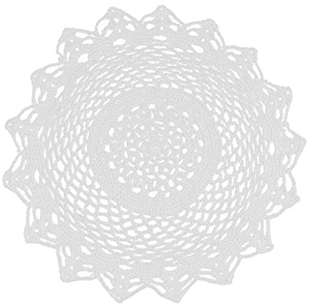 chiwanji Hand gehäkelte Deckchen, Weiße Runde Häkelspitze Doily, 1 Stk, 30cm Durchmesser