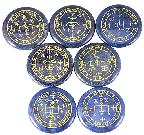 Nupuyai 7 Stück Lapislazuli Handschmeichler Heilsteine Dekoration, Chakren Steine Set Energie Palmsteine für Reiki Meditation