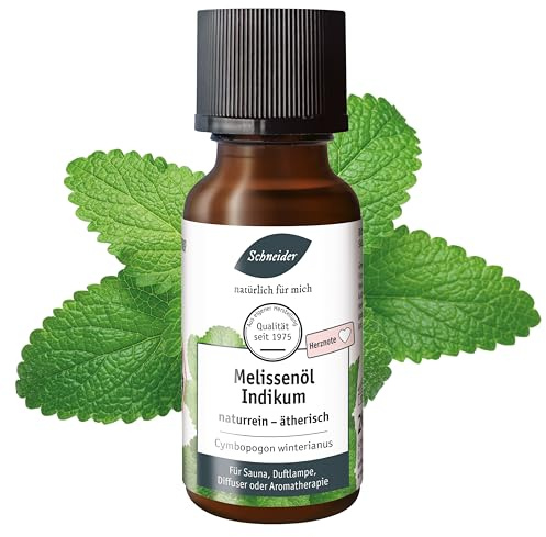 Saunabedarf Schneider Ätherisches Öl - Melisse - natürlicher Raumduft, Beruhigend & Belebend - Massage, Sauna & Diffuser, 20ml