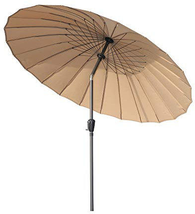 Angel Living 250cm Parasol de Acero de Jardín con Manivela, Sombrilla Inclinada muy Estado con Mástil de Diamentro de 38mm, para Jardín Patío Terraza (Beige)