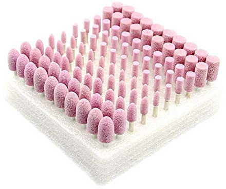 Herramientas de pulido abrasivo Abrasiva piedra de esmeril de pulido Head Set Herramientas amoladora morir por Metal Plástico Madera Pulido 100 piezas/caja (Color : White)
