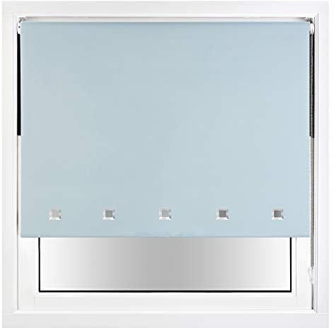 FURNISHED Verdunkelungsrollo mit quadratischen Ösen und zuschneidbaren Metallbeschlägen - Enteneiblau, 70W x 210H cm