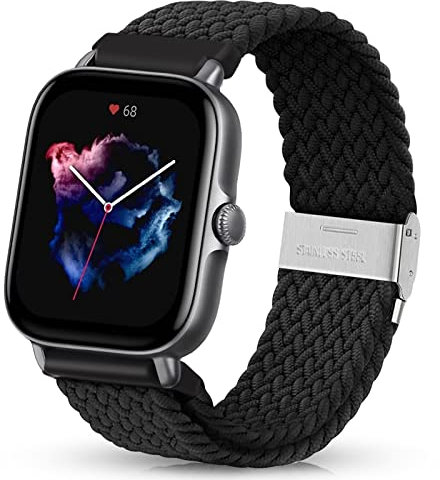 HUZU Nylon Armband für Amazfit GTS/GTS 4/GTS 4 Mini, 20mm Verstellbares Elastisch Ersatzarmband für Amazfit GTS 2/GTS 2 Mini/GTS 2e/GTS 3, Geflochtenes Sportarmband für Amazfit Bip/Bip Lite