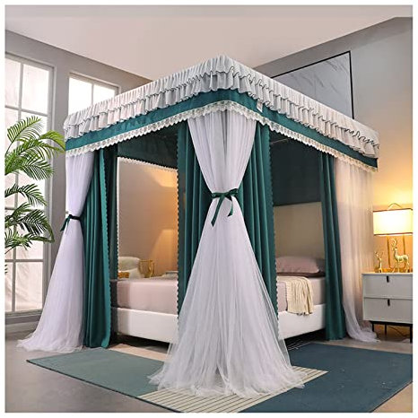 Betthimmel Deluxe-Schlafzimmer, Dekorativer Betthimmel, Doppellagiger Bettvorhang Mit Montagehalterungen, Geeignet for 1,2 M/1,5 M/1,8 M/2 M Einzel-Doppelbett, for Alle Jahreszeiten