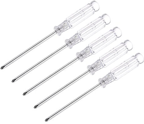 sourcing map Mini Cruciforme Tournevis, 3.0mm Croix Tête avec Transparent Poignée pour Petit Appareils électroménagers, 5 Pcs