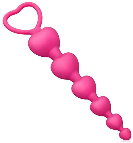 Roluck Herzform Silikon Analkugeln mit 6 Kugeln Analkette mit Griffen Analplug Analsexspielzeug Analmasturbator Sexspielzeug für Anfänger Männer Frauen Analdildo (Rose)