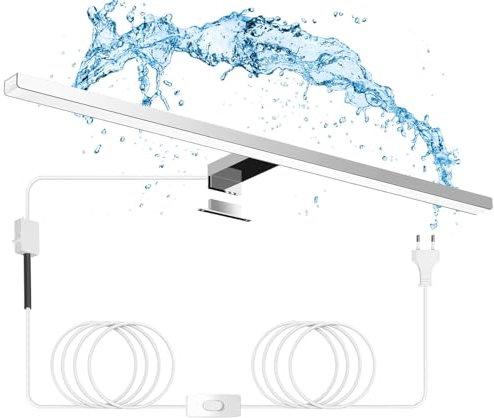 Hommie Lampara Espejo Baño 60CM, Blanco Natural 4000K I 15W I 1200LM Luz de Tocador, Impermeable IP44, Ideal para Baño I Gabinete I Maquillaje