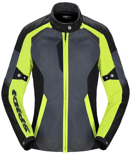 SPIDI tek Net-Chaqueta de Moto para Mujer Textiles para Motocicleta, Gris/Negro/Amarillo, XL